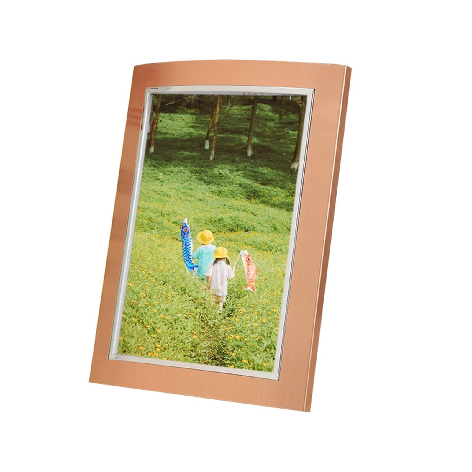 Fotorahmen Kaffee, Fotogröße 15x20 CM Tischplatte Picture Frame mit Passepartout Horizontal/Vertikal, Rechteck Kratzfestes Portraitrahmen Metall für Wohnzimmer, Schlafzimmer