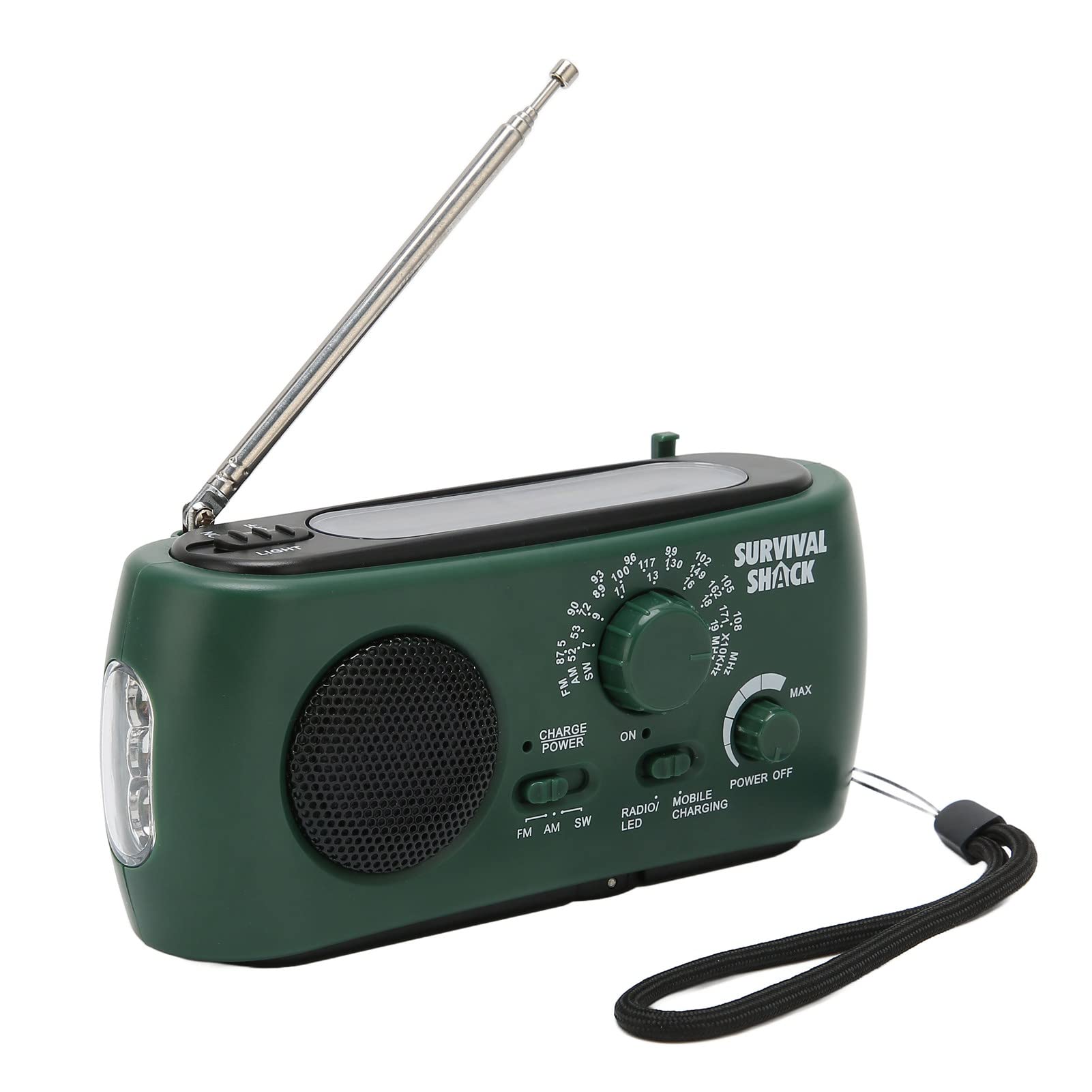 Bewinner Radio solaire à manivelle AM//SW pour l'extérieur, lampe de poche LED, batterie externe portable, pour les urgences extérieures