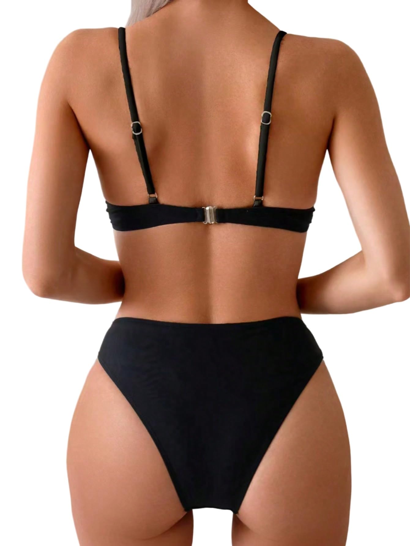 SweatyRocks Bikini damski zestaw z fiszbinami, kostium kąpielowy push up, bikini z dekoracją, moda kąpielowa, seksowne stringi bikini brazylijskie