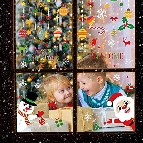 FINGOOO 8 Sheet 120 Pieces Christmas Window Cling Snowflakes Decals Clings for Home/Shop Window Display - Image 6