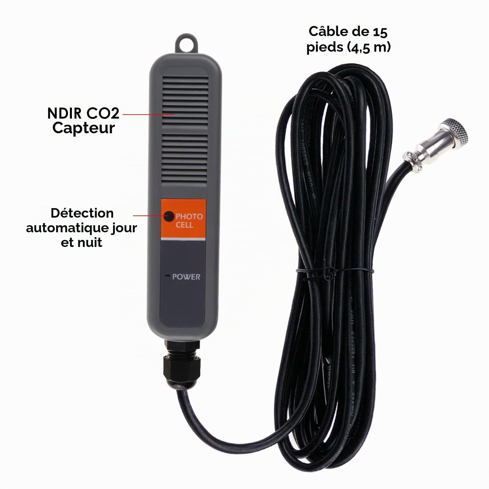 Contrôleur de CO2 Contrôleur de dioxyde de Carbone Moniteur de CO2 Fonction Relais Jour et Nuit, capteur de CO2 NDIR pour Serre, salles de Culture, Usine, Maison, Bureau