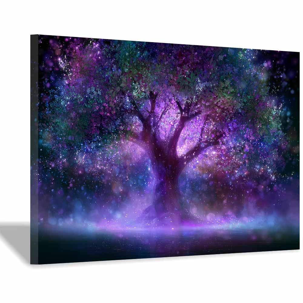 HOQIU Tree Wall Art Red autumn tree artwork, home canvas prints, for Bathroom Living Room Bedroom(Multicolor)-70x100cm Framed