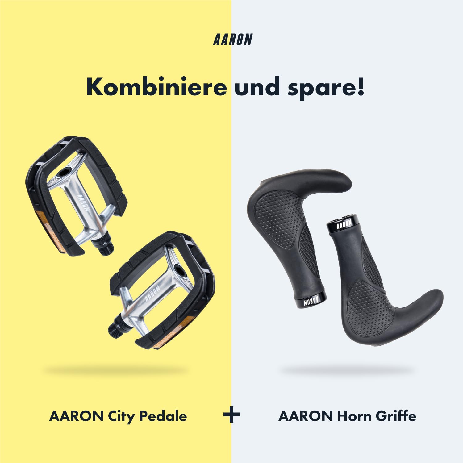 AARON City Fahrradpedale mit rutschfestem Gummi Grip und abgedichtetem Industrie-Kugellager, Trekkingpedale mit Reflektoren für E-Bike, Trekking Bike, City Bike, Silber/Schwarz