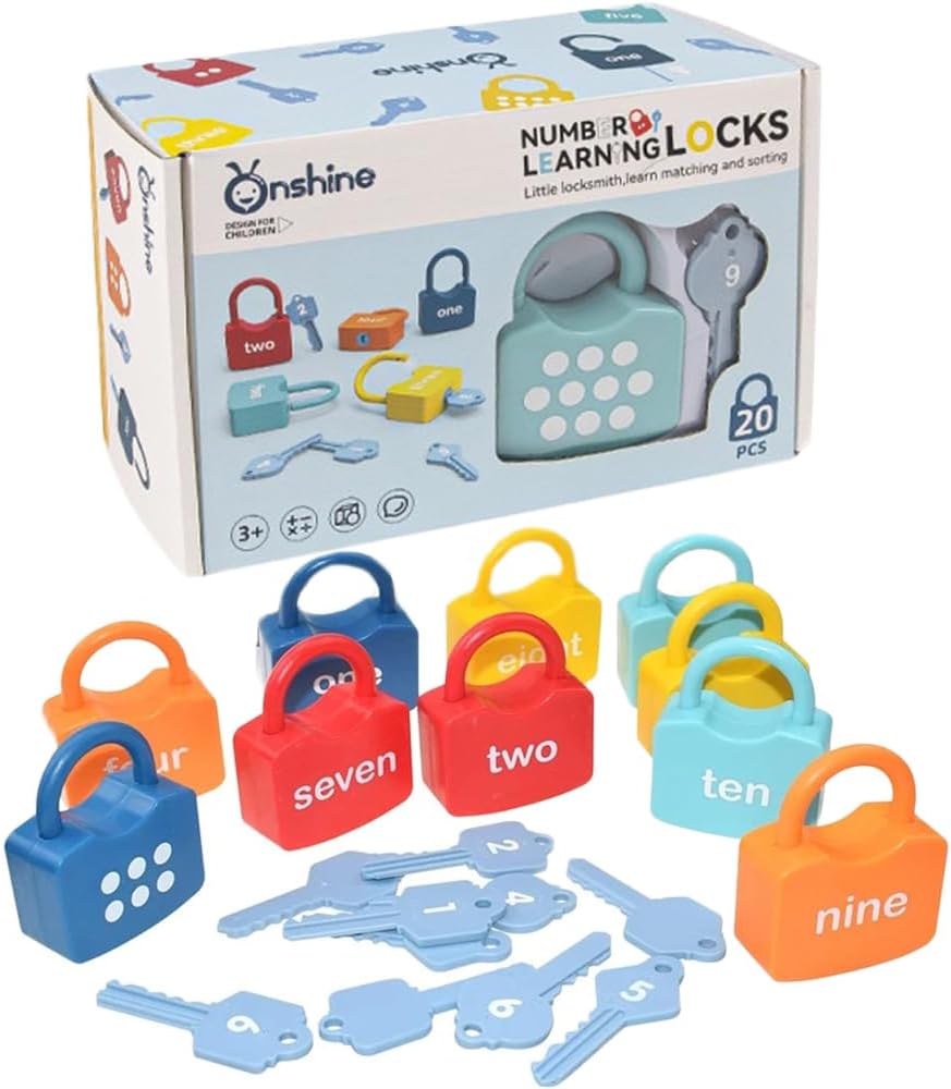 Beauenty 10PCS Kids Learning Locks with Keys Numbers Matching & Counting Montessori Math Educational Toys for Toddlers Ages 3 yrs+ Boys and Girls Preschool Games Gifts