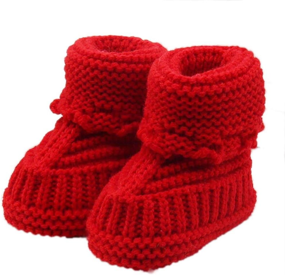 Franterd Unisex Boy Girl Baby Newborn Infant Hand Knitting Crochet Buckle Shoes Socks Boots