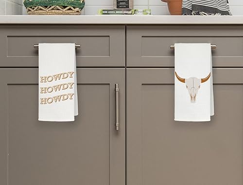 Miniatura 6 de QODUNG Pink Preppy Howdy Yeehaw Western Cowgirl Boots Hat Bull Skull Toallas suaves de 16 x 24 pulgadas, juego de 4, toallas de mano de tela de