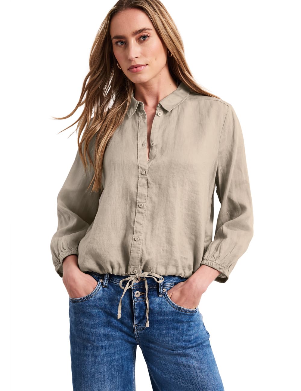 Street One Damen 3/4-Arm Hemdbluse aus Leinen