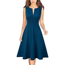 VFSHOW Womens Front Zipper Work Business A-Line Dress Elegant Professional Office Career Church Fit and Flare Skater Dresses