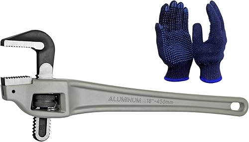 Llave de tubo de aluminio de 18 pulgadas, capacidad de mandíbula ajustable de 3.5 pulgadas3.504 in, llave de plomería resistente con mandíbula de