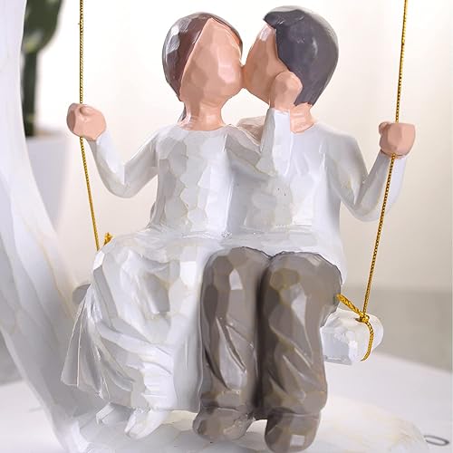 Miniatura 4 de Figuras románticas para parejas enamoradas, regalos para esposa del esposo pintadas a mano, regalo para pareja dulce para el día de San Valentín,