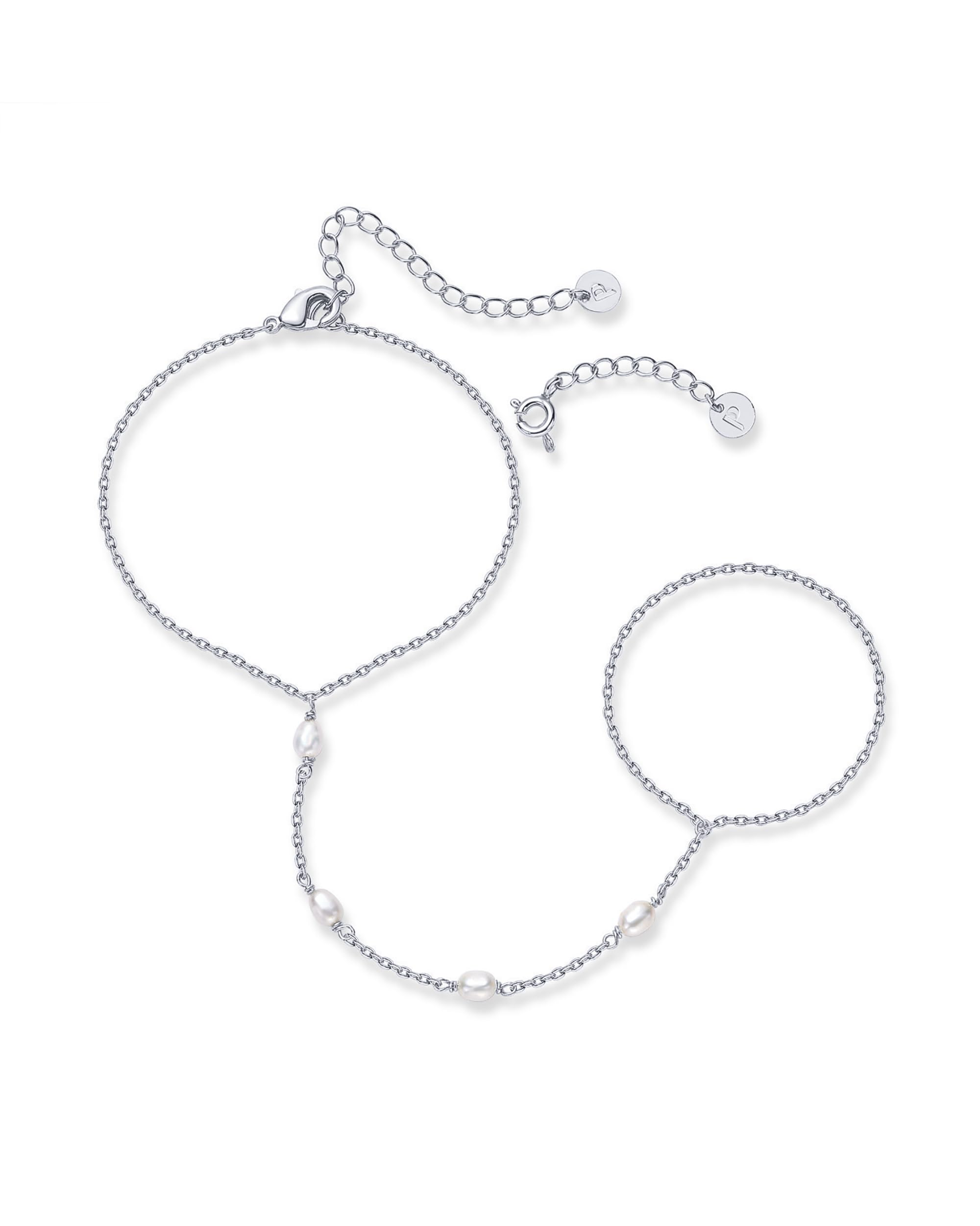 PAVOI Hand Chain Gold Bracelets for Women - 14K Plated Dainty Hand Jewelry