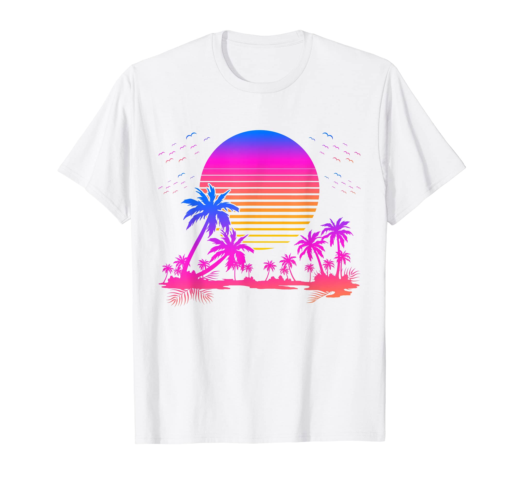 1980s Art Retro Vaporwave Aesthetic Tropical GiftSunset Palm Trees Retro 80s Aesthetic 90s Art Vaporwave T-Shirt