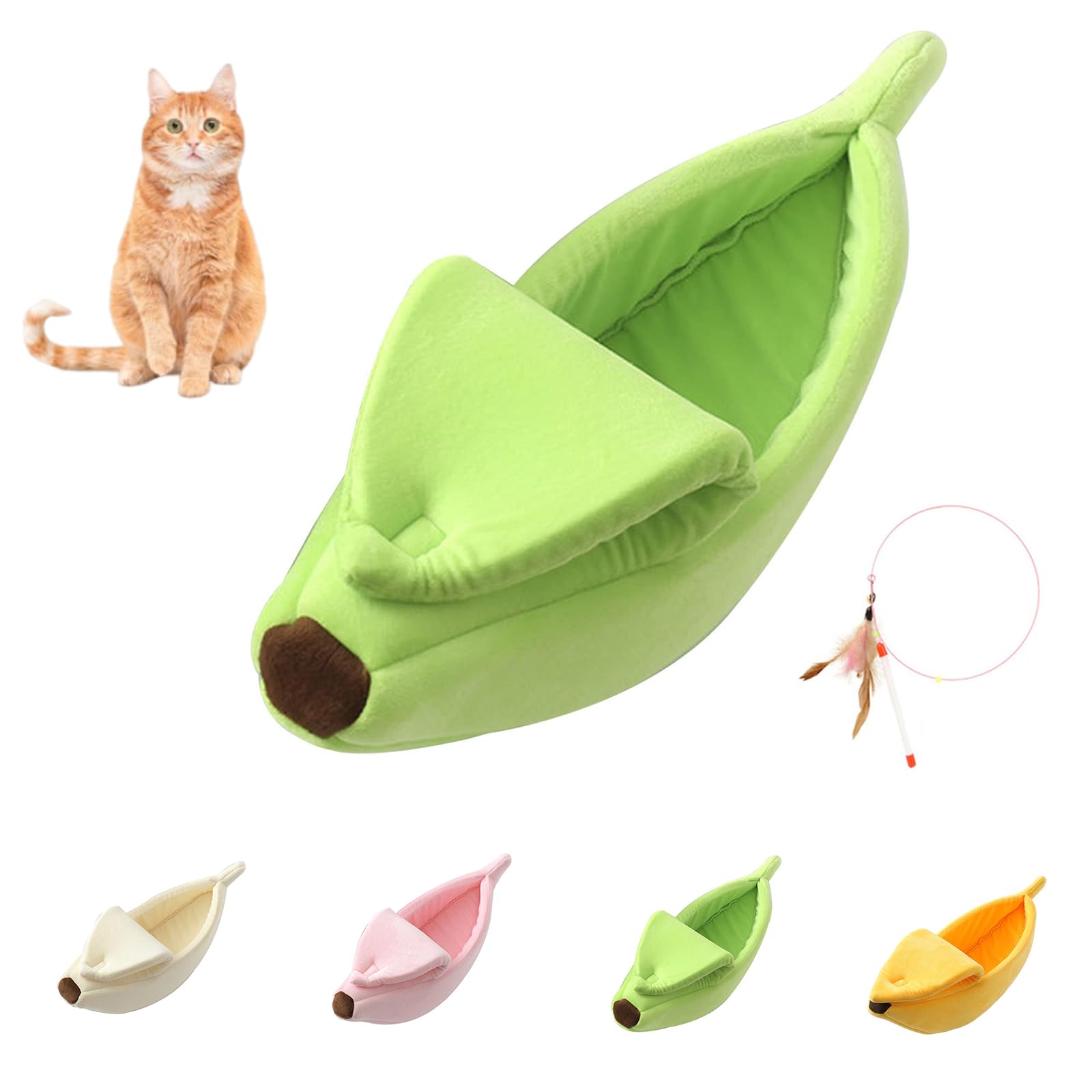 Banana Bed for Cats, Creative Banana Shape Pet Bed, Cute Breathable Cozy Warming Pet Sofa Bed for Cats Small Dogs Universal in All Seasons (Green, 45 * 15 * 10cm/17.7 * 5.9 * 3.9in) — image 1