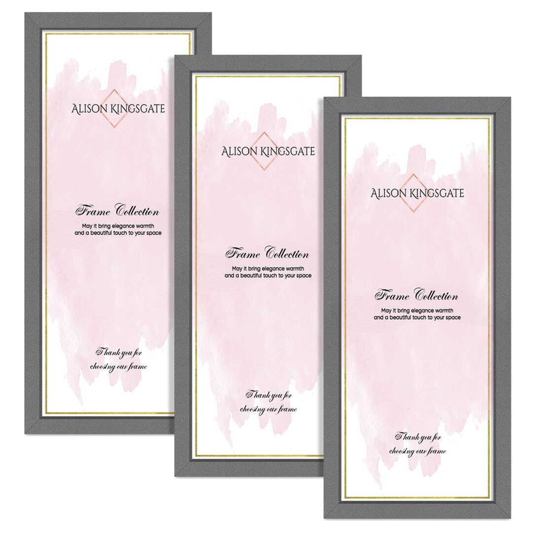 Alison Kingsgate 98X33CM Light Grey Modern Photo Frames Pack of 3 - Engineered Wood Picture Frame with Perspex Front - Ideal for Certificates - Wall Mount or Tabletop - Multiple Sizes & Colors — image 1