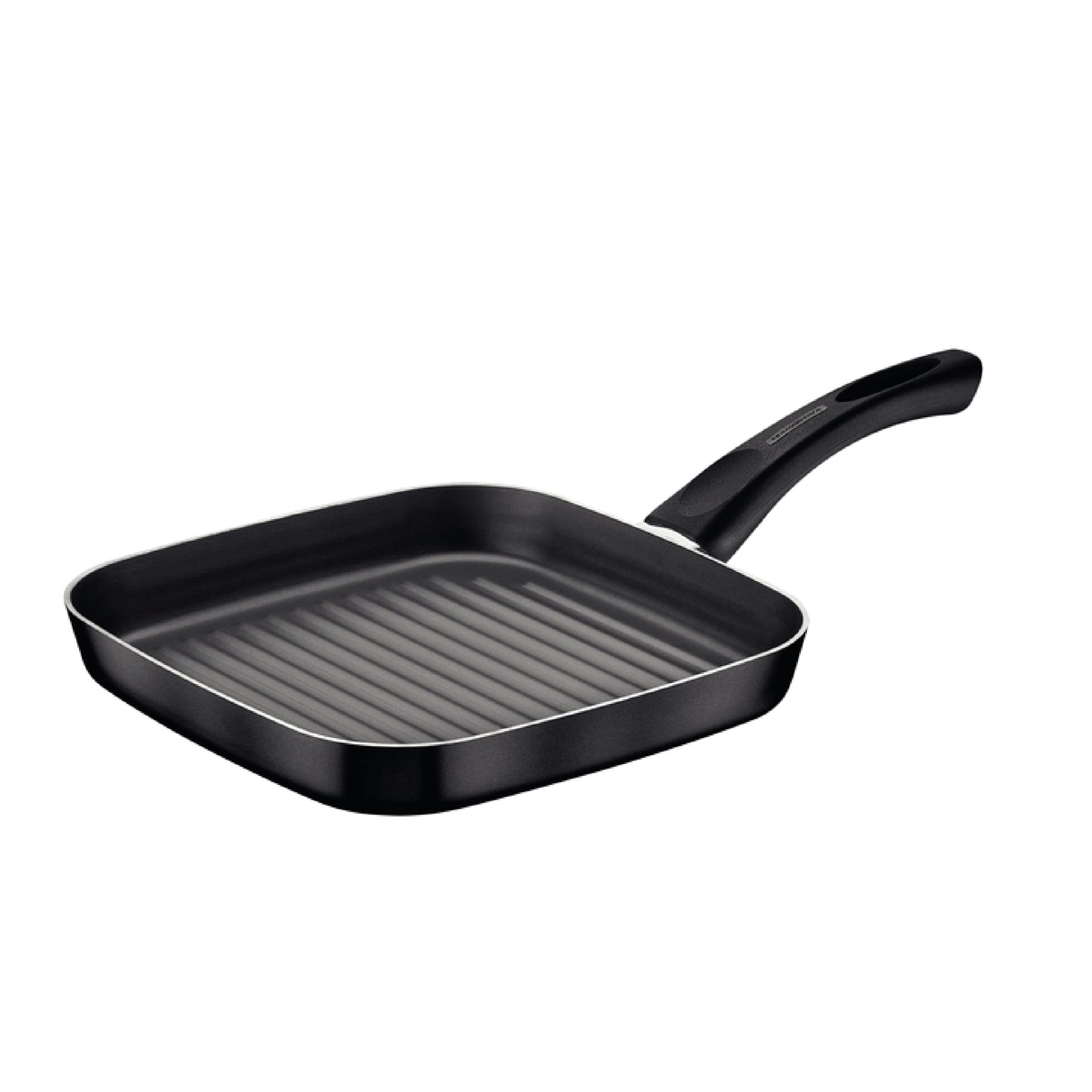 Tramontina Paris+ 28cm 2.3L Black Aluminum Skillet Grill with Interior Starflon Excellent PFOA Free Nonstick Coating and Black Exterior Silicon Coating