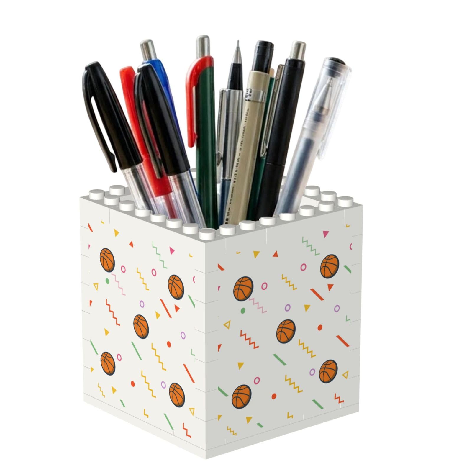 Poadnly Silhouette Of Basketball, Pen Pot Pencil Holder for Office Home School, Compact Desk Organiser for Office Stationery