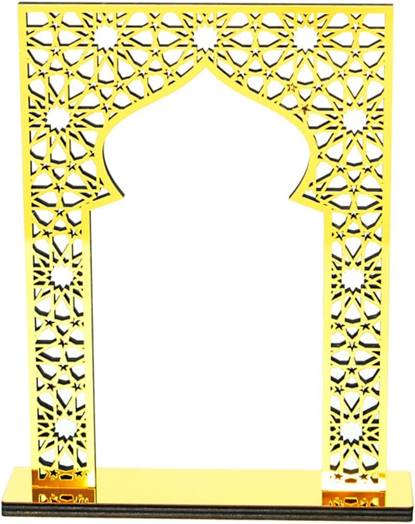 Modern Wooden Acrylic Arched Door Stand for Holiday Event Customizable Party Backdrops Ornament Celebration Centerpieces Decorative Sculpture with Gold Domes