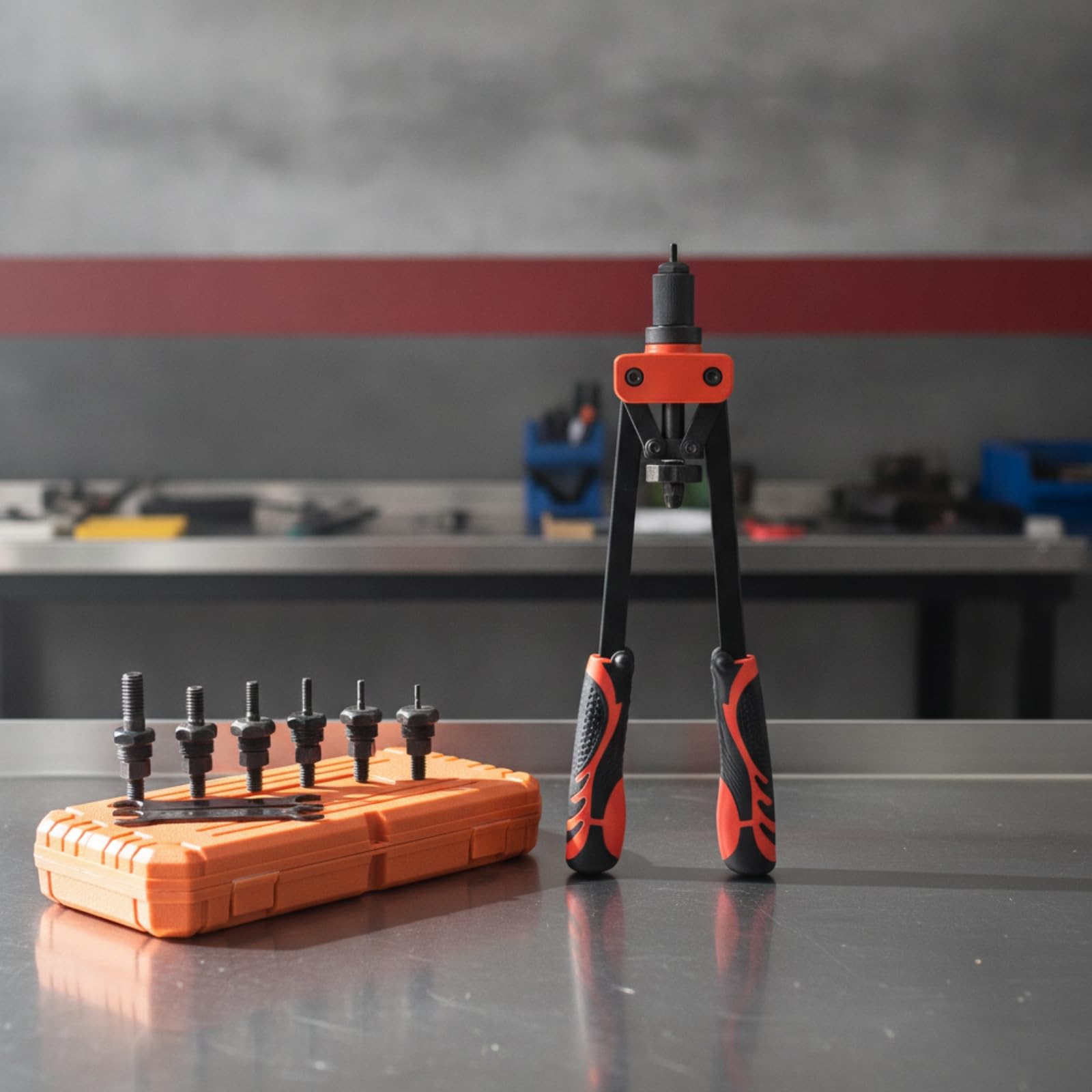 Gralara Rivettatrice Manuale Doppia Impugnatura Versatile Tirainserti con Valigetta Professionale Kit di Fissaggio per Installatori, Officina, 89150A