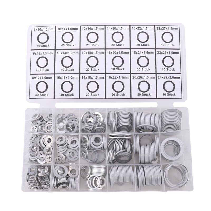 Joints d'étanchéité en aluminium pur, 450 pièces, joints de rondelle en métal plat, bagues d'étanchéité en aluminium