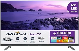 Smart tv 43” britânia btv43va4regb roku tv led dolby audio