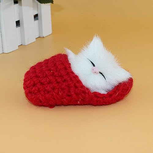 Miniatura 3 de QAQuu Lindas pantuflas de gato durmiendo simulación de peluche decoración de juguete de animales para niños muñecas de regalo y juguetes de peluche