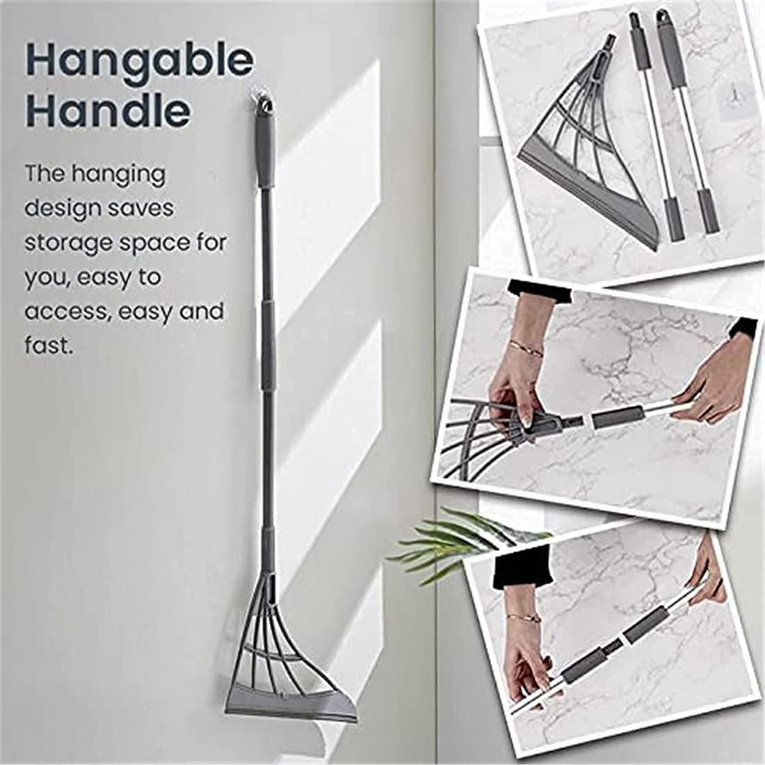 UGU ZONE Multifunctional Magic Silicone Broom β 2-in-1 Floor & Window Cleaner, Bathroom Wiper, Water Squeegee, Dust & Hair Remover for Tiles, Glass, and Hardwood 3