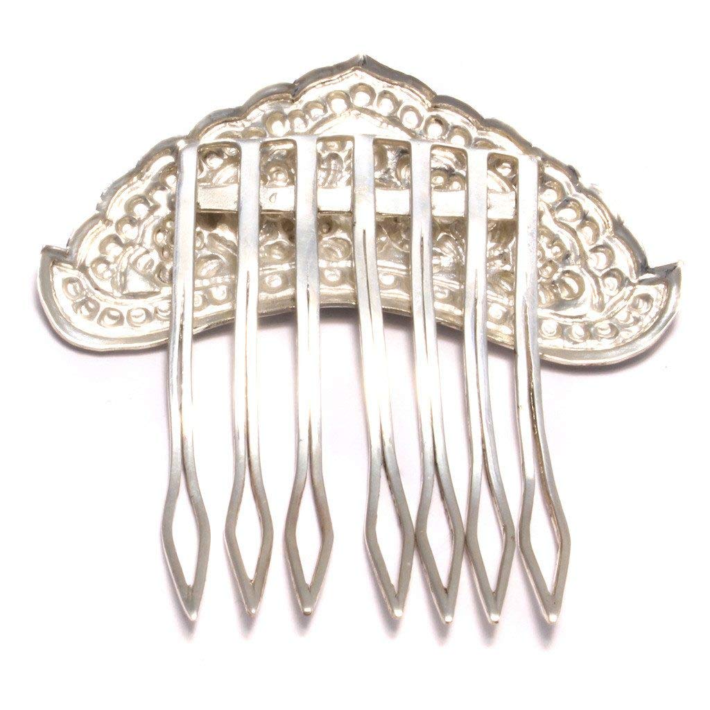Haarkamm mit Blumenmuster aus Sterling Silber