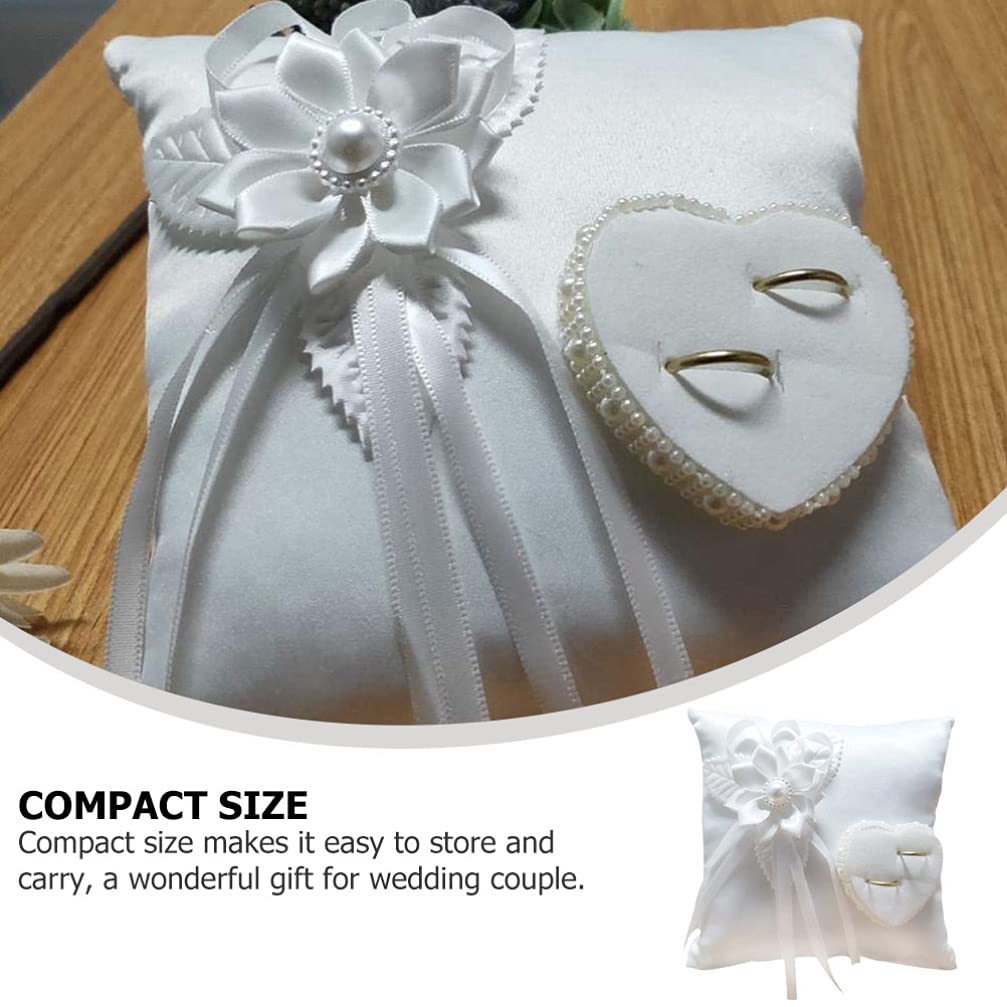 Cojín Para Anillos De Boda En Forma De Corazón - Con Flores Y Encaje, Para Propuestas, Bodas Y Aniversarios