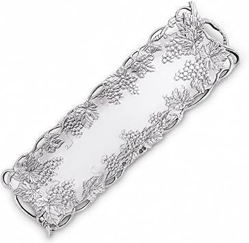 Arthur Court Grape Oblong Serving Tray - Sand Cast Aluminum - Elegant Table Decor - 19 x 5.5 Inches