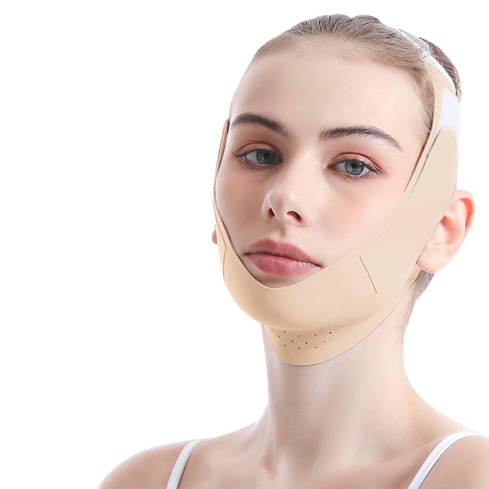 V Gesichtsmasken,Wiederverwendbare V-Linienmaske,Lifting Maske für V Line,Doppelkinn Reduzierer Gesichtslifting Bandage,für Doppelkinn und schlaffe Gesichtshaut,Helle Hautfarbe