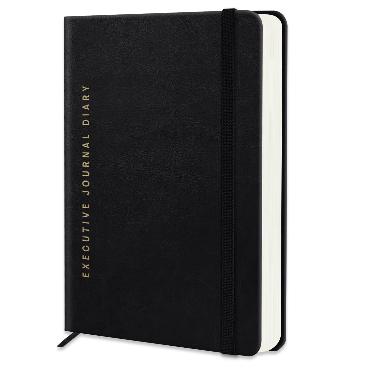 Jhingalala PU Leather Hard Bound Executive Diary, Black, A5 - Image 1