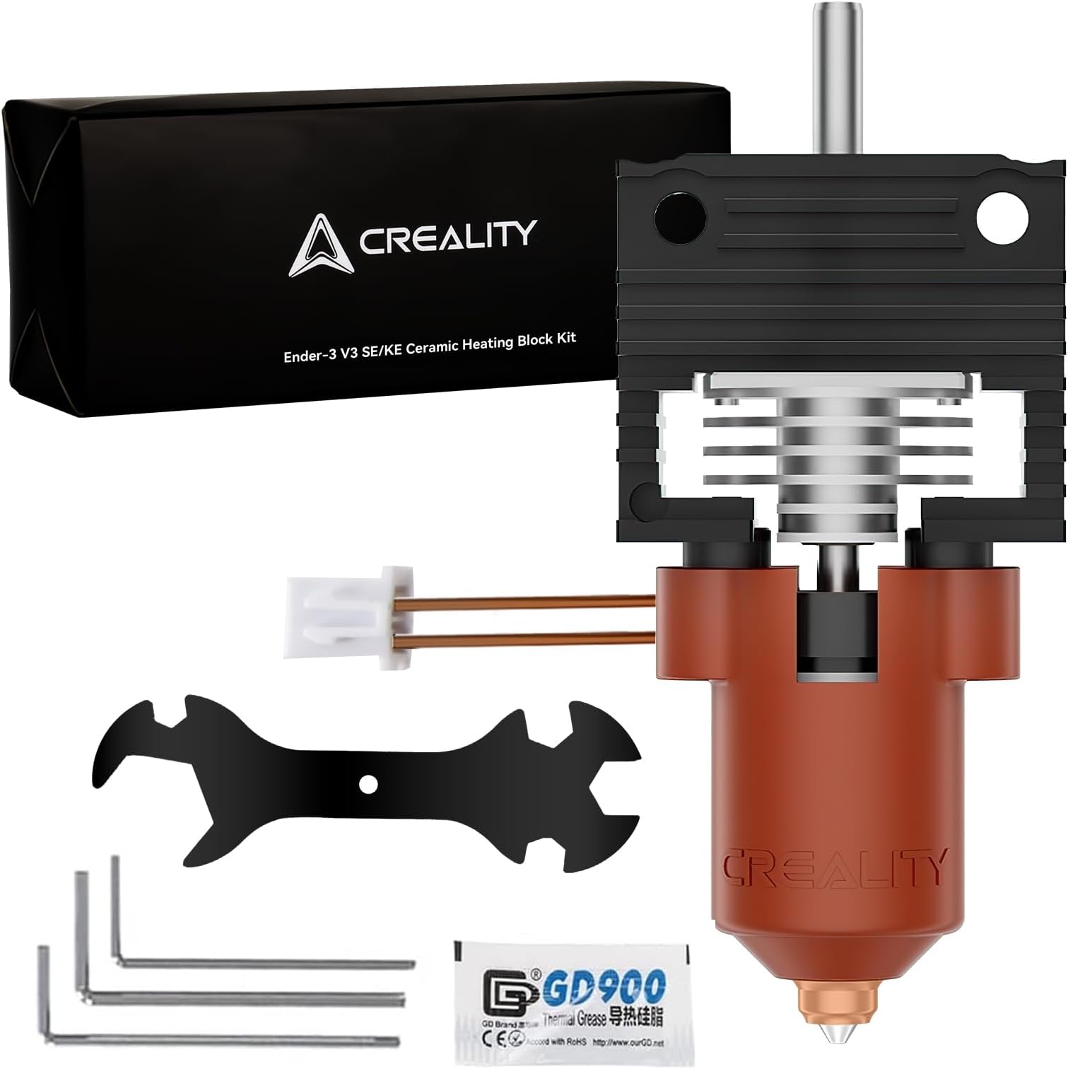 Official Creality K1/K1 Max/K1C Hotend Upgrades Kit, Unicorn K1 Series Ceramic Heating Block, 3D Printers Hotend Integrated Quick-Swap Nozzle, 300°C High Temperature, 600mm/s (Terminal Without Buckle)