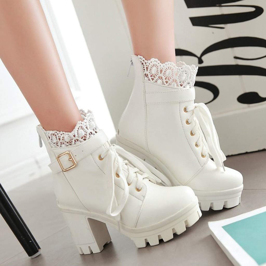 Generisch Categoría de producto Botas Mujer Zapatos de plataforma de alta calidad con cremallera de encaje para mujer – Botas de tobillo elegantes para la oficina diaria