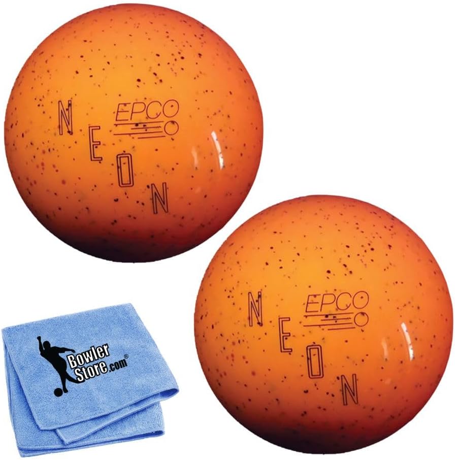 Bowlerstore Products EPCO Duckpin Bowling Balls- Neon Speckled - Orange (5 inch- 3lbs. 10 oz.) 2 Balls