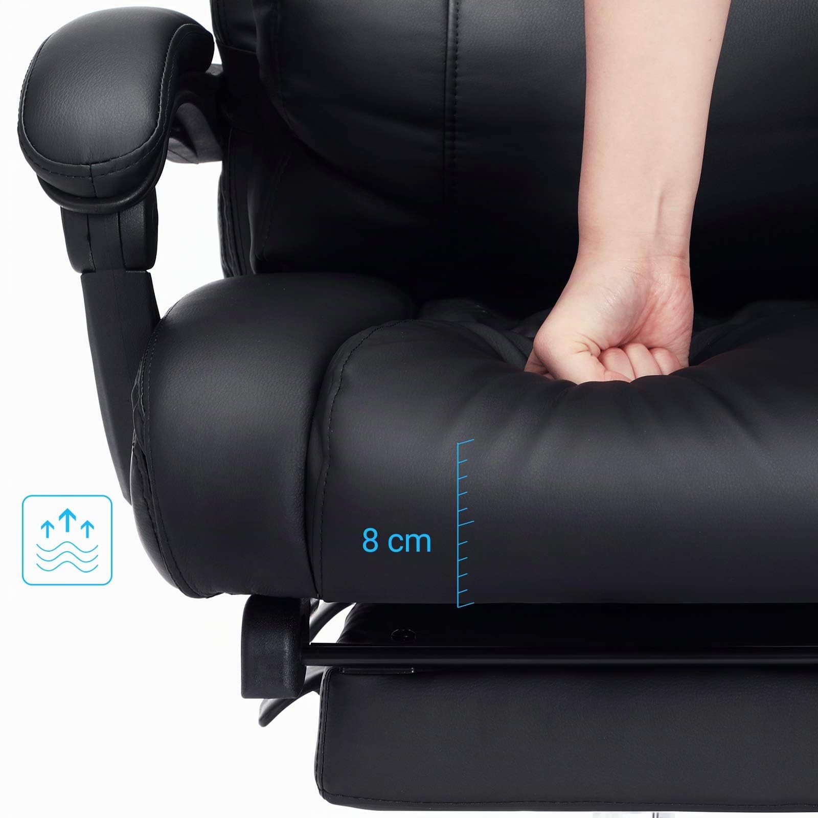 SONGMICS Fauteuil de bureau Chaise pour ordinateur avec repose-pied pliable dossier réglable PU OBG71B