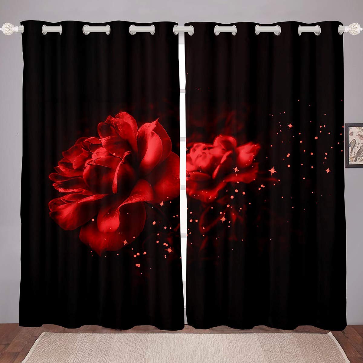 Cortinas de ventana con diseño de atrapasueños para niños y niñas, estilo hippie, estampado floral, decoración de habitación, diseño de atrapasueños Shofar, 167.6 x 183.8 cm