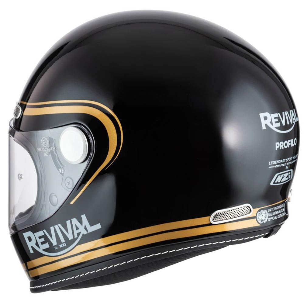 NZI Casco de Moto Integral Vintage Clásico Negro Oro | Unisex Hombre y Mujer