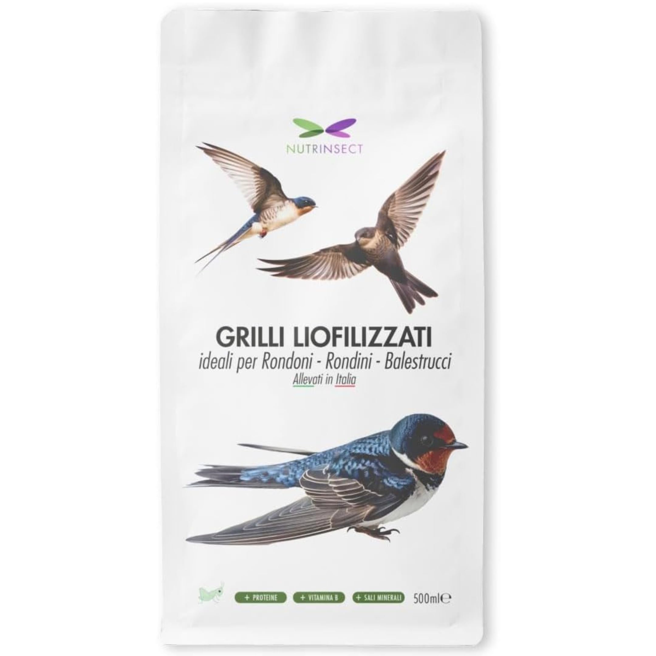 Grilli Liofilizzati 500ml Mangime Uccelli Selvatici Rondini, Rondoni, Balestrucci e Altri Uccelli Insettivori Ideale anche per Geco, Camaleonte, Tartarughe e Pesci Grilli per Rondini Cibo Alta Qualità