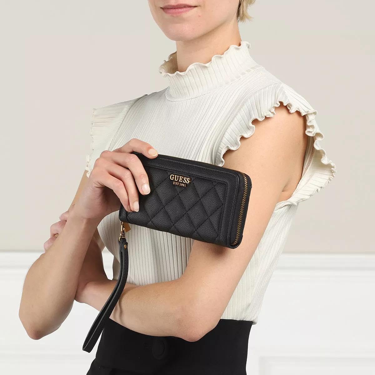 Guess ABEY SLG Card & Coin, Accessoires de voyage pour femme, noir, 2 x 21 x 10, Noir, 2x21x10