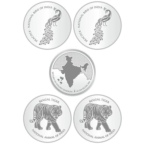 Sikkawala Pure 999 National symbol set of 5 in 10 Gm Round -50gm