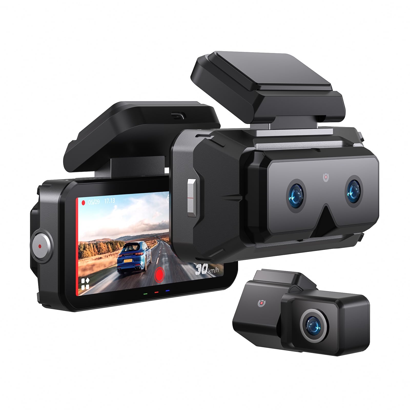 2K 5Ghz WiFi Dash Cam Front and Rear,4" IPS Touchscreen Dash Camera for Cars,3 Channel Dashcams with GPS, ADAS&BSD,WDR Night Vision,Voice Control,APP Control,G-Sensor,24H Parking Mode+64G -AKEEYO-EYES