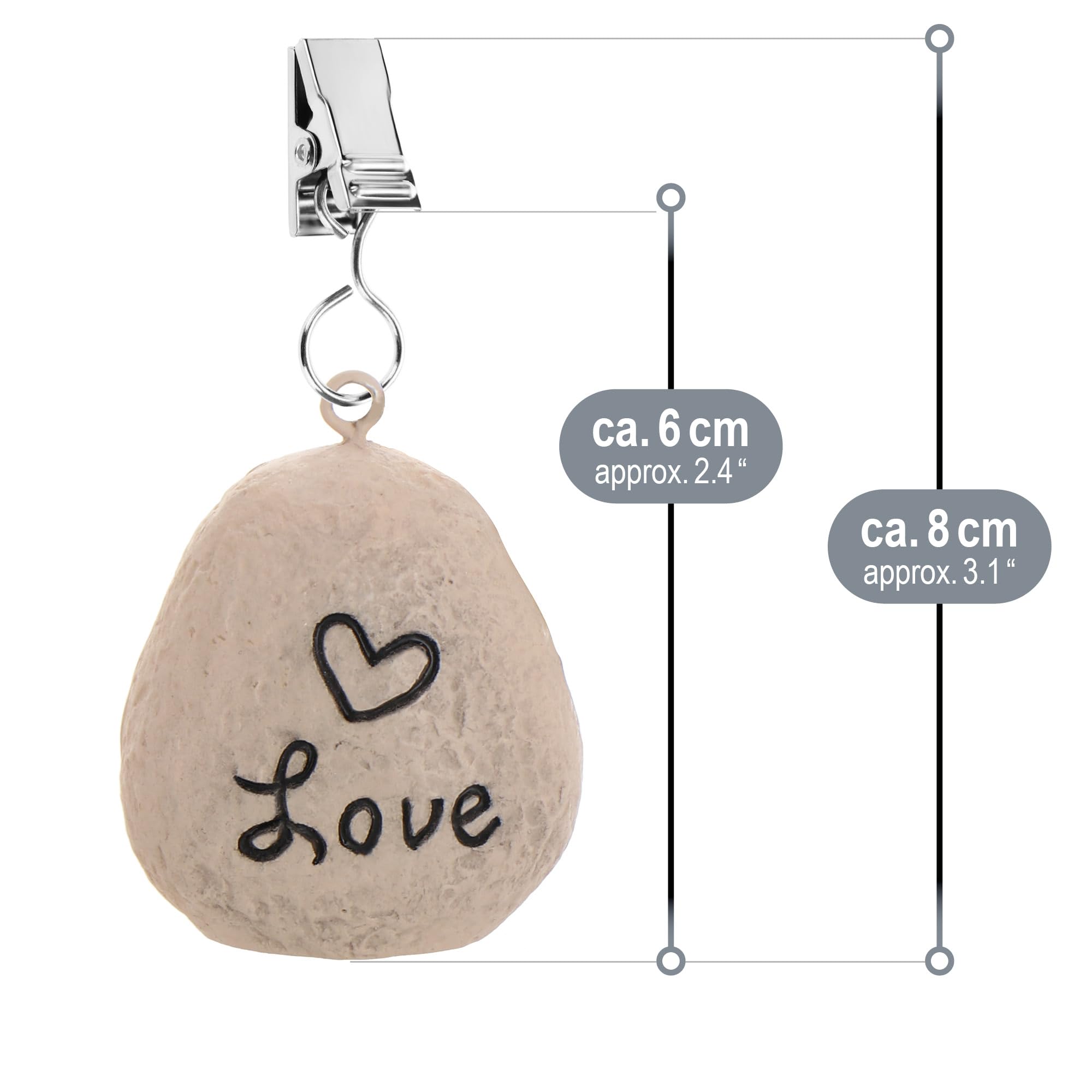 Com-four® Pesos para Mantel 8X - Resistentes a la Intemperie con Clip - Aspecto de Piedra y Diseño de Playa - Aprox. 30g (Grau - Steine)