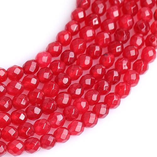 Miniatura 4 de JOE FOREMAN Cuentas de piedra natural redondas de jade rojo facetadas de 0.472in para hacer joyas, hebra de cuentas de 15 pulgadas, piedras