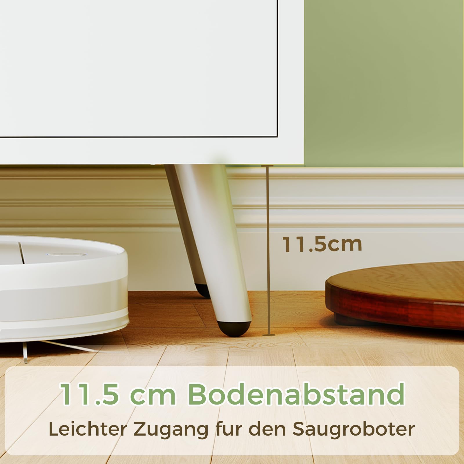BEWISHOME Tv Schrank Mit Led Beleuchtung, Weißer Fernsehtisch Mit 2 Schranktüren, Höhenverstellbarer Glasablage, Tv Board Hochglanz Für Wohnzimmer, Schlafzimmer, Bürorau,148x40x49.5 cm EKDG04W