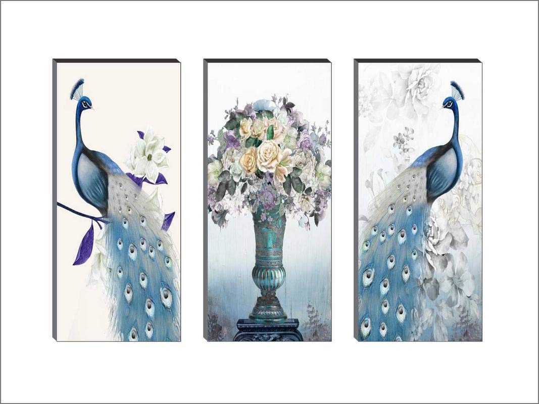 SAF 6 MM MDF Peacock Designer Self Hanging Adhesive Digital Reprint 15 inch x 18 inch Painting SANFJ81