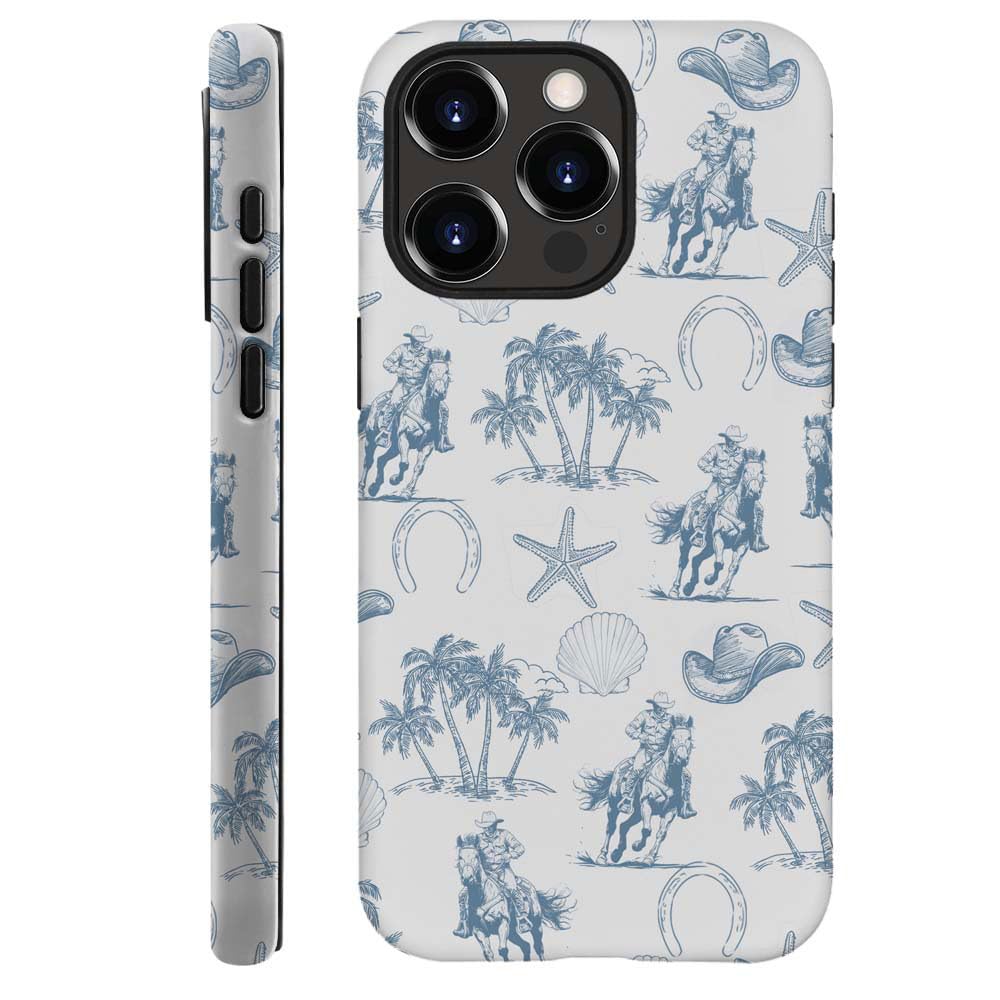 DAIZAG Case Compatible with for iPhone 14 Pro,Vintage Cowboy Horses Seashell Starfish Phone Case for iPhone 14 Pro for Girl Women Boy Men