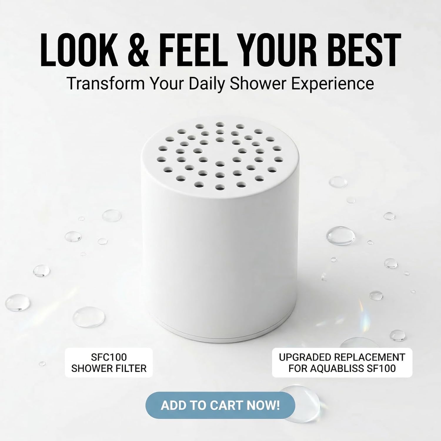 High Output Shower Filter Replacement Cartridge – Reduces Chemicals & Chlorine, Restores pH Balance, Glowing Skin, Strong Nails & Shimmering Hair – 2-Pack