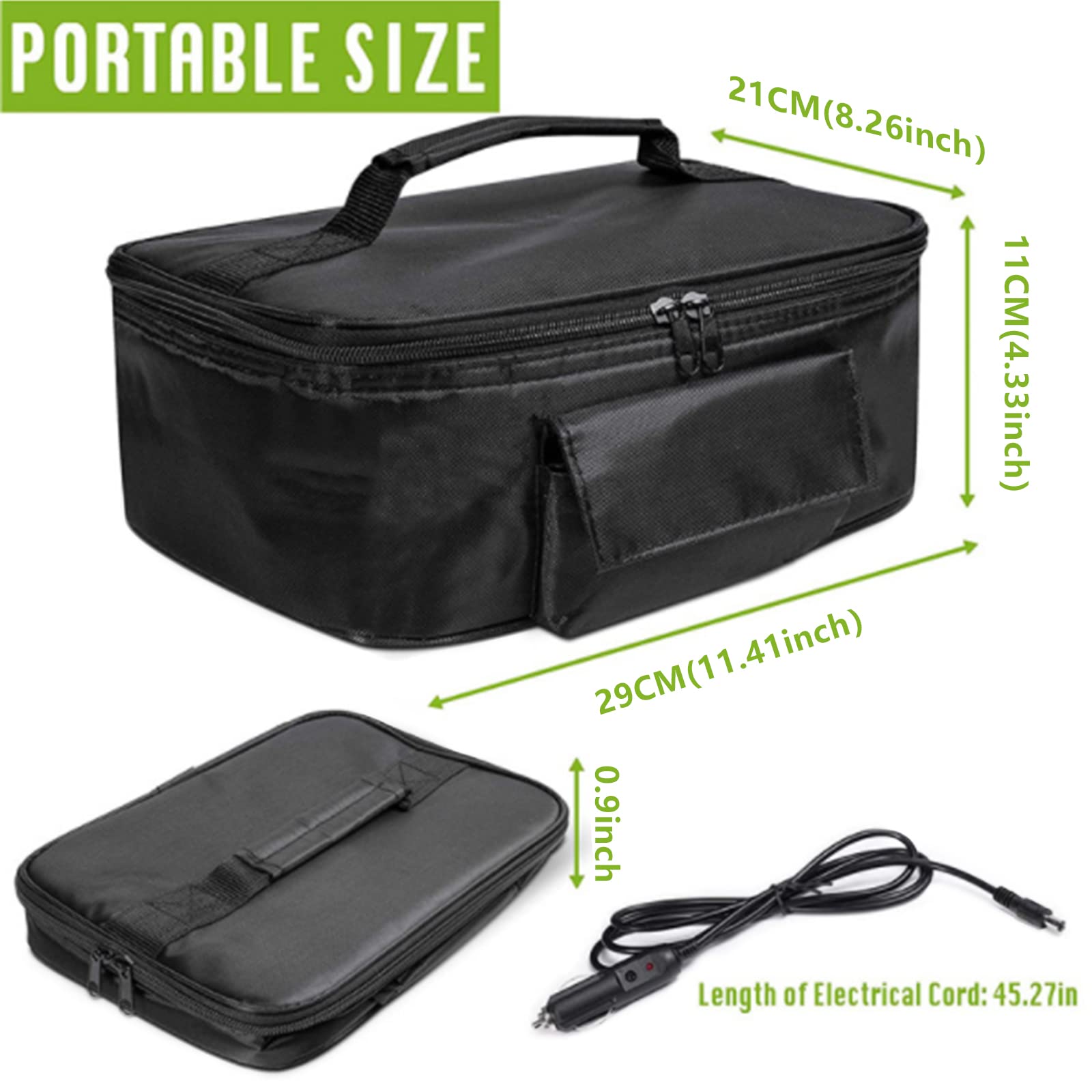 BYNYXI Koeltas voor de auto, 12 V, 30 W, elektrische lunchtas, 45 ℃ - 60 ℃, waterdicht, Oxford koeltas, 30 cm x 15 cm x 16 cm
