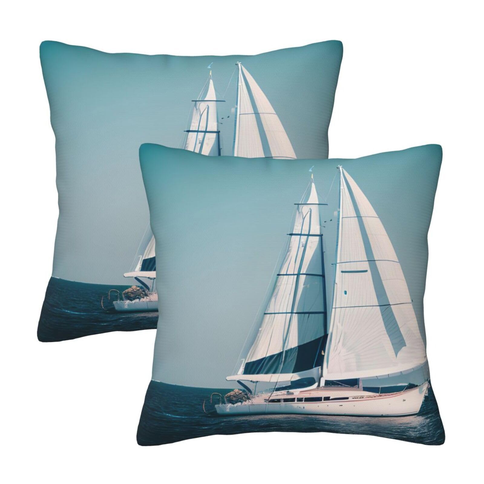 Housse de coussin bateau à voile lot de 2 pour la décoration de votre canapé de salon