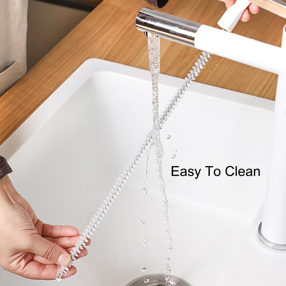 Flexible Drain Cleaner Brush, Bendable Shower Sink Long Pipe Cleaners Hair Clog Remover Cleaning Tool for Home Kitchen Sink, Bathroom Hair, Unclog Toilet, Dryer Vent, Sewer, Snake Tube